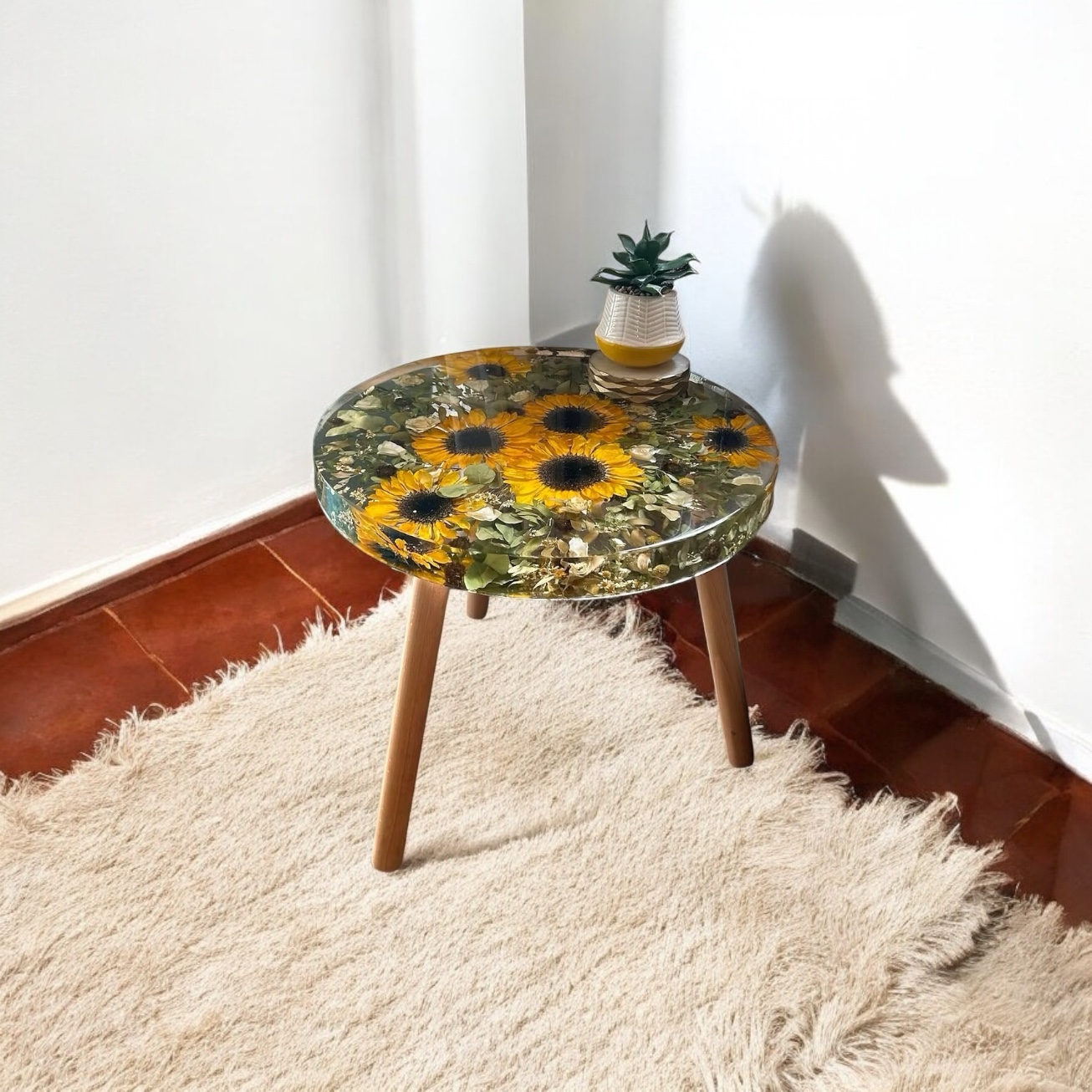 Sun Flowers Resin Table